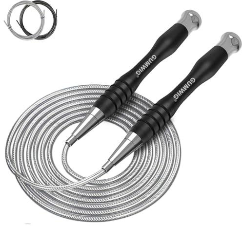 GUMWIG High Speed Jump Rope for Adults Men Women, Double Under Jumping Ropes for Workout Fitness Professional Training Boxing, Weighted Skipping Rope with Tang-free Cable, Stainless Steel Handle with