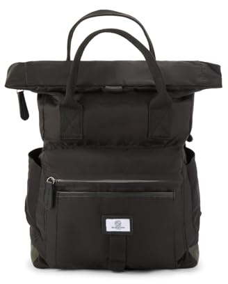 SEVENTEEN LONDON Moderner Fahrradrucksack Holland Park, klappbar, Roll-Top, klassisch, schlank, minimalistisch, passend für Laptops bis zu 15 Zoll, Schwarz, L