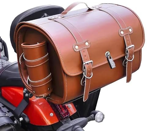 DCAJHSD Für KTM 690 Enduro R 2008-2024,Motorrad Hecktasche Leder Wasserdichter Retro Motorrad Tasche Motorrad Aufbewahrungstasche Motorrad Zubehör,B