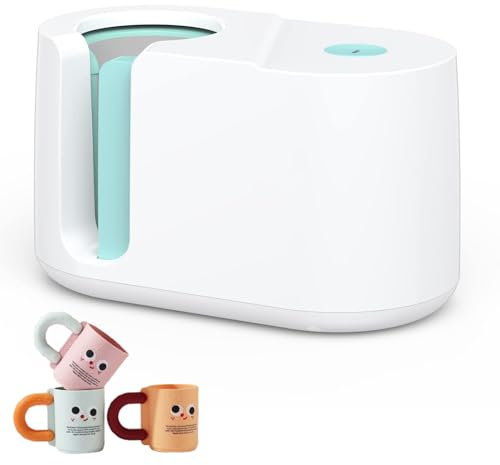 Automatic Mug Heat Press Machine, Heat Transfer Machine with 100PCS Mark Paper, 0-200℃ Temperature Adjust, One-Touch Setting, Auto-Off Safety, 11-15oz Sublimation Mug Press for DIY