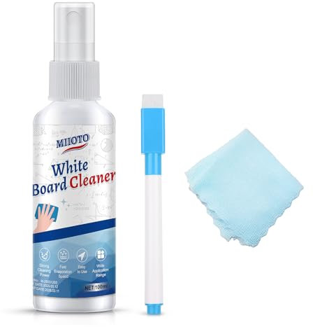 Miioto Whiteboard Cleaner, Whiteboard Reiniger Spray, Whiteboard Reiniger, Whiteboard Cleaner Spray mit Whiteboardmarker zum Reinigen von Whiteboards, Flipchart