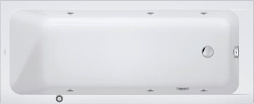 Duravit D-Code baignoire balnéo, 1700x700mm, 1 pente de dossier, Jet Project, rectangulaire, écoulement au pied, blanc brillant, 760670000JP1000