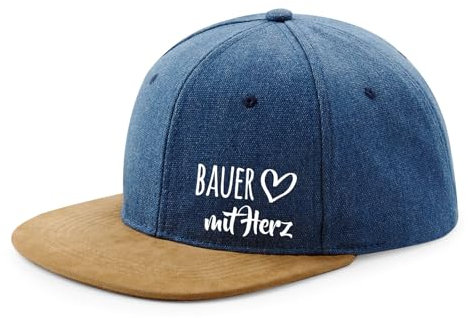Huuraa Snapback Cap Bauer mit Herz Geschenk Denim Bauer Präsent