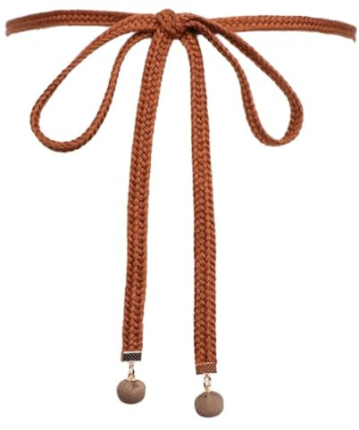 Blausky 1 cintura sottile intrecciata per donna, cintura da donna, stile retrò, in corda di cotone, vita regolabile, cintura per jeans, pantaloni, abito da 148 cm, cachi, marrone chiaro, Taglia unica