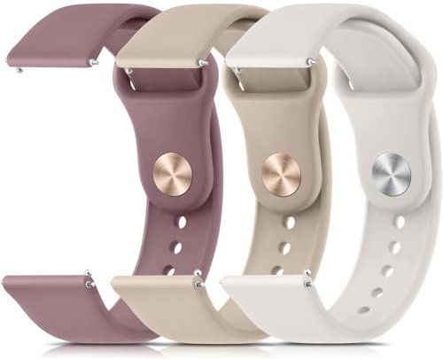 ZGCE 3 Stück Silikon Uhrenarmbänder 20mm 22mm, Schnell Lösbare Wasserdichte Weiche Armband, Uhren Zubehör Armbänder Sport Ersatzarmband für Damen Herren