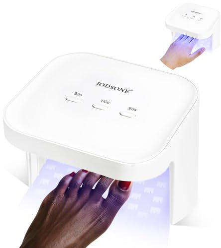 JODSONE Lámpara profesional UV LED para uñas, gran espacio, sensor automático, 3 modos de tiempo para manicura casera, color blanco.
