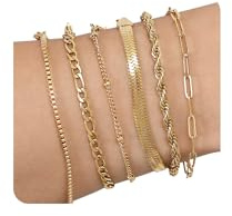 AFSTALR Armband Damen Armbänder Set Gold Silber Wasserfest Edelstahl Kettenarmband Armkette Bracelet Silberarmband Jewellery Schmuck für Frauen und Mädchen