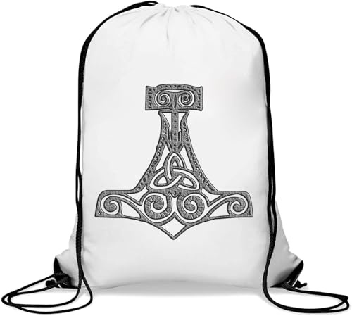 Mjolnir Sac de gym avec cordon de serrage Motif marteau de Thor Blanc
