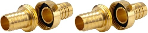 Gardena Raccord de tuyau en laiton 3 pièces: Raccordement à vis pour l'extension de tuyau, 33,3 mm (G 1 Pouce) - Fil, pour 19 mm (3/4 Pouce) - Tuyaux (7152-20) (Lot de 2)