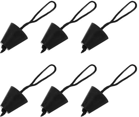 DECHOUS Silikon Kajak Ablassstopfen Schwarz mit Lanyard Design 6 Stück Universeller Bootsstöpsel Geeignet für Kajak und Schlauchboot