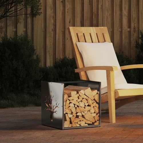 Mokuyary Brennholzregal 40x40x40 cm Edelstahl Kaminholzständer, Holzregal für Kaminholz, Holzhalter Lagerregal für Brennholz, Kaminholzunterstand Feuerholzregal -B