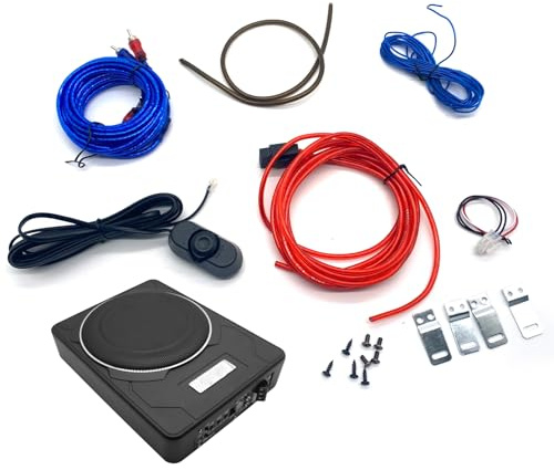 Zohisin 10 1200W Auto-Subwoofer, 12V Slim Untersitz-Basslautsprecher-Verstärker-Installationssatz, eingebauter Verstärker