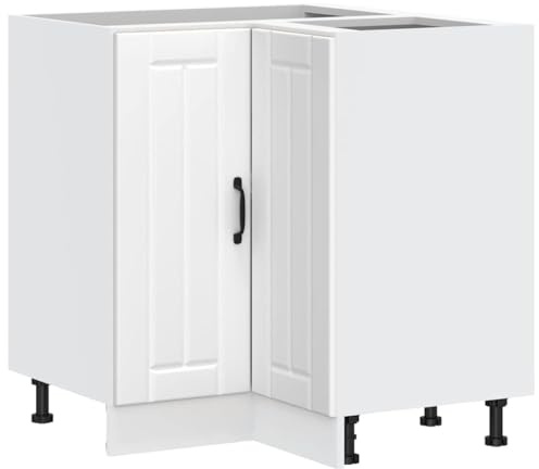 ULUYYUC Eck-Küchenunterschrank Lucca weiß 75,5x75,5x81,5 cm Holzwerkstoff robust & platzsparender Küchenschrank mit verstellbaren Füßen für Singleküche kleine Küche Küchenzeile