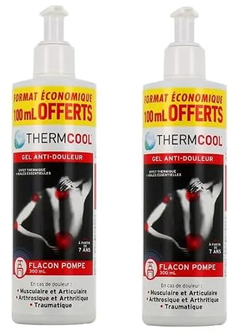 ThermCool Gel Anti-Douleur – Lot de 2 x 300 ml – Effet Froid – Douleurs Musculaires & Articulaires – Flacon Pompe
