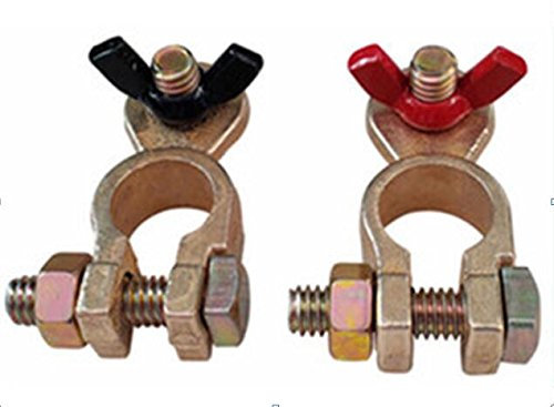 Wing Nut Brass Copper Car Battery Terminal Post Black Red Positive Negative for Auto Van Vehicle Marine Boat 2 Pack