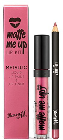Barry M Cosmetics Metallic Matte Me Up Liquid Lip Kit, Allure
