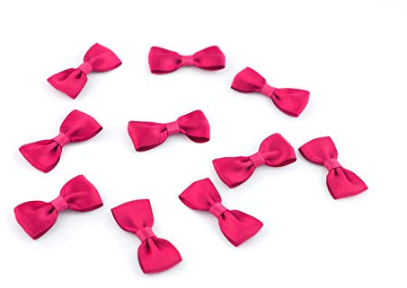 10 Stück Satinschleifen 4cm x 2cm (fuchsia/pink 187) // Fertigschleifen Deko Dekoschleifen Scrapbooking Minischleifen Schleifen Satin Band Applikationen Streudeko