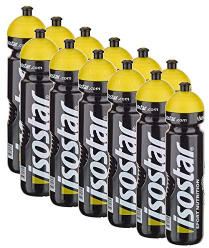 Isostar Sport Trinkflasche 12x1000 ml - BPA-frei - Wasserflasche für Laufen, Radfahren, Gym, Wandern - Praktischer und auslaufsicherer Push & Pull Verschluss ( 12x1000 ml )