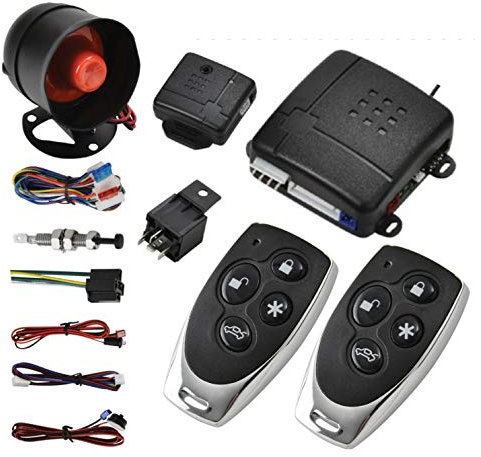 MASO Stil 12 Auto-Zentralverriegelung Universal Auto Remote Central Kit Fahrzeugtürschloss mit Stoßsensor + Contorl Box + 2 Ersatz-Fernbedienungen für Auto-Zentralverriegelung