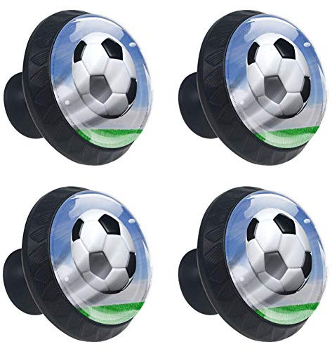 Football Soccer Cabinet Door Knobs Handles Pulls Cupboard Handles Drawer Wardrobe 4pcs