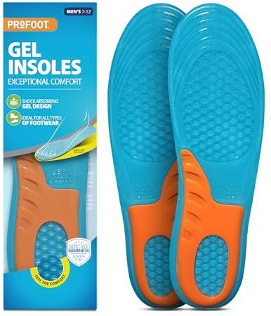 Profoot Gel Comfort Insoles for Men - Shock Absorbing Shoe Inserts for All-Day Comfort - Full Length Insoles - Ideal for Foot Discomfort - 1 Pair per Pack