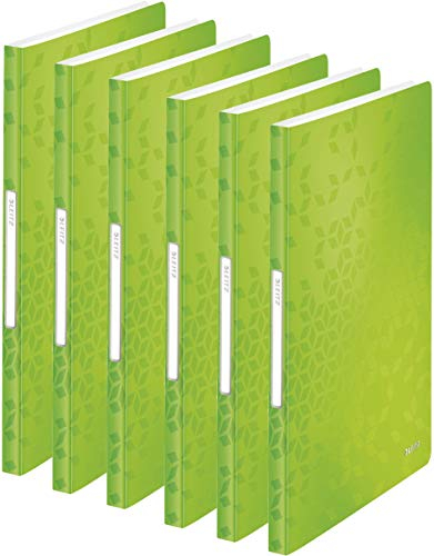Leitz WOW Sichtbuch in A4 Format, Mit 40 Klarsichthüllen für 80 Blatt, WOW, (Green | 6er Pack)