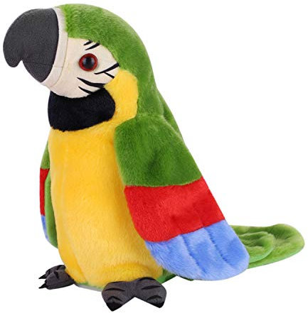 Perroquet Parlant en Peluche Mignon Jouet Electrique Ddrôle Oiseau Répétez Ce Que Vous Dites Poupée Enregistrement Interactive Agitant des Ailes Cadeau d'Anniversaire Noël pour Enfants