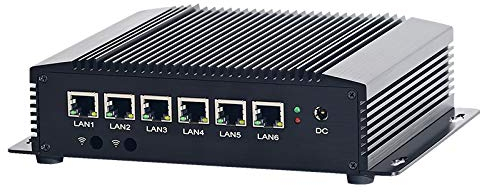 HSIPC Whiskey Lake I5 8265U Industrial Firewall Micro Appliance, Router PC, Fanless PC with 4G RAM 128G SSD, AES-Ni, 6 RJ45 Port, HDMI USB3.0 Com,Pfsense OPNsense LEDE ESXI Openwrt