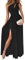 Tomwell Femme Cocktail Robe Solide Profonde V Sans Manches Maxi Chic Moulante Fente Latérale de Soirée Plage B Noir M