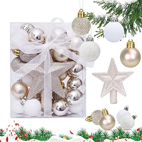 30 pezzi Palle Natale, Addobbi per Palline di Natale, Palla di Natale rossa, Palla per la Decorazione di Natale per Albero di Natale Decorazioni per Feste di Nozze,Rosso (Argent)