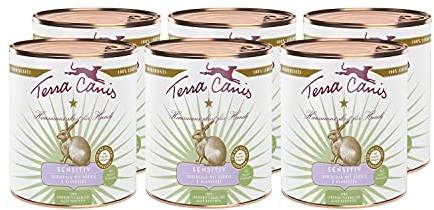 Terra Canis Kaninchen, Kürbis & Blaubeere - Sensitiv Nassfutter, 6x800g I Premium Hundefutter für verdauungssensible Hunde I Allergenfrei, getreidearm & leicht verdaulich