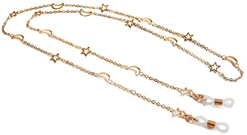 DNLKWGO Pentagram Eyeglass Chain Sunglasses Chains with star and moon Reading Glasses Retainer for Women