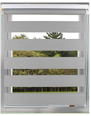 Aprica Day and Night Zebra Roller Window or Door Blinds Custom Made to Measure with Child Safety Pull Cords - Easy Fit Roller Blinds (Light Grey, 21 to 60cm Width - 160cm Max Drop)