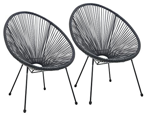 GMD Living 2er Set Acapulco Sessel BAABE, T73 x B73 x H88 cm, Farbe:schwarz