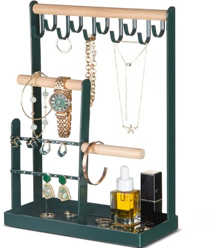 ProCase Schmuckständer Schmuckhalter Schmuckbaum, Schmuck Organizer Ketten Aufbewahrung Ständer Ohrringständer Schmuckaufbewahrung Kettenhalter Jewelry Stand für Halsketten Armbänder Ringe –Grün