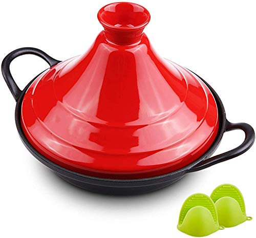 Casserole Plats avec Couvercles 27Cm Tajine De Cuisine sans Plomb, Tajine Pot Casserole en Céramique avec des Gants en Silicone