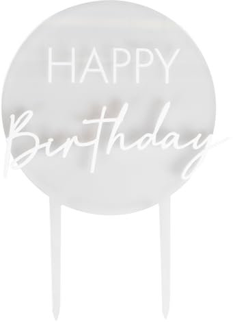 Ginger Ray Happy Acrylic Birthday Cake Topper, Decoration