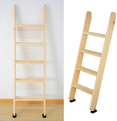 ROYUMI Bettleiter 49/59 Zoll Etagenbettleiter Zum Klettern, Innentreppen aus Massivem Kiefernholz, Unfertige Leiter Der Ungiftigen Farbe, Bettleiter mit Metallhaken (Size : 5 Step 150cm/59)