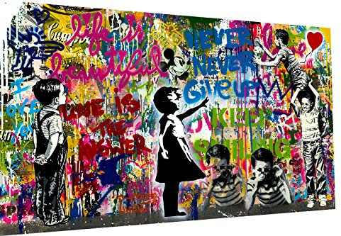 Magic Canvas Art Never give up Love Pop Art Leinwandbild 1- teilig Hochwertiger Kunstdruck Wandbilder – B8366, Material: Acrylglas, Größe: 120x80 cm
