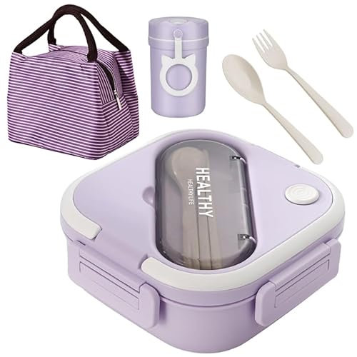 Kelsin Porta Pranzo Schiscetta Bambini Lunch Box da Ufficio Con Posate e Contenitore per Zuppa Adatto ai Forni a Microonde Progettato per Picnic Campeggio Scuole Uffici