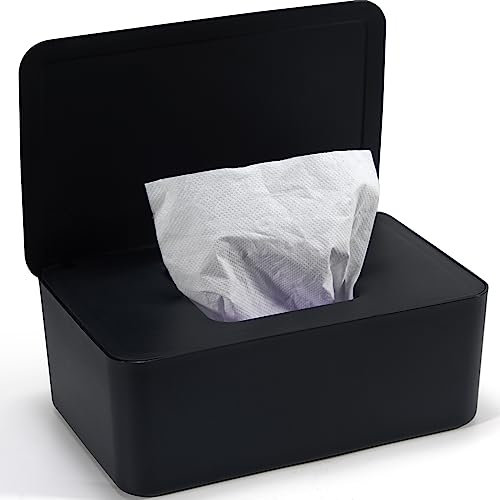 Feuchttücher Box, Lifeant Baby Feuchttuchbox Aufbewahrungsbox Schwarz, Feuchte Toilettenpapier Box, Feuchte Tücherbox, Feuchtpapierbox mit Deckel Hält Die Tücher für Draussen, Zuhause und Büro