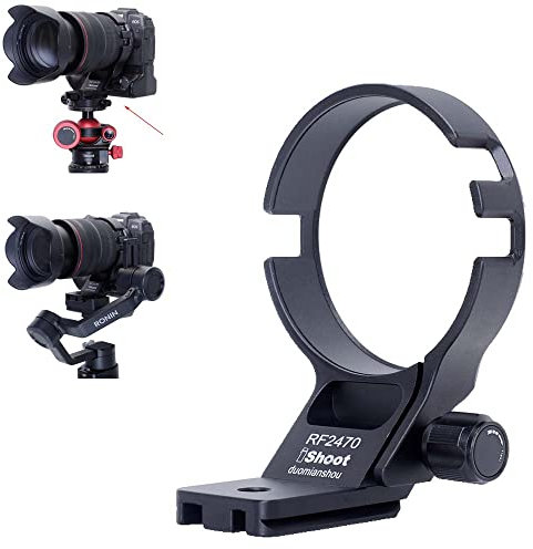 iShoot Collare ad anello per treppiede in metallo CNC compatibile con Canon RF 24-70 mm F2.8L IS USM, staffa di supporto per obiettivo inferiore è Arca-Swiss Fit piastra a sgancio rapido scanalatura a