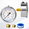 Hansfelds Manometer 0–10 bar/psi,63 mm Zifferblatt, flüssigkeitsgefüllt, 1/4 Zoll BSP Rückseitiger Anschluss, Messing-Innenleben und Anschluss,Genauigkeit 1,6,inkl. 2Reduzierstücke auf 3/8''und1/2.