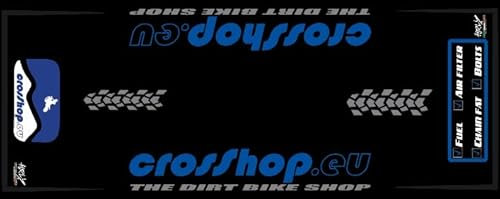 Tappeto per Moto Manutenzione Paddock Crosshop 80 x 200 cm Tappetino Gara Officina di Hurly in Misto Poliestere Grigio/Nero