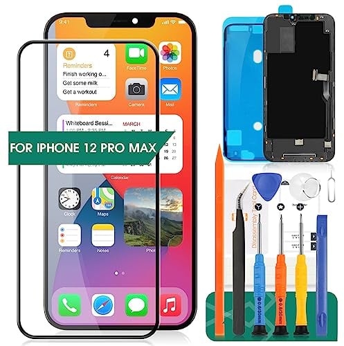 For Iphone 12 Pro Max LCD For Iphone 12 Pro Max Screen Replacement Display For 12 Pro Max A2411 Touch Screen Digitizer Assembly Repair Parts Kits(Black)