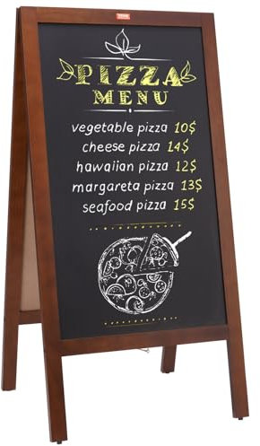 VEVOR Chevalet Stop Trottoir 102x51 cm Tableau Noir Magnétique avec Support en Bois Pliable Panneau Publicitaire Extérieur avec 4 Craies 4 Marqueurs 1 Effaceur pour Promotion Menu Bar Café Restaurant