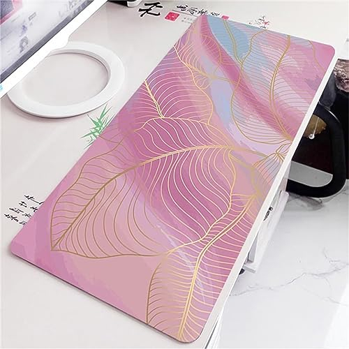 Mauspads Rosa Blattgold Gaming Mauspad XXL 1000x500x5mm Mousepad Großes Tischunterlage Computer Zubehör Rutschfest Schreibtischunterlage Waschbar Widerstandsfähig für Büro Laptop Tisch