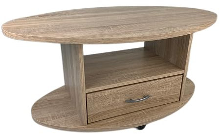Couchtisch Wohnzimmertisch Landhaus Stil Sonoma Eiche hell Sägerau 92×57cm