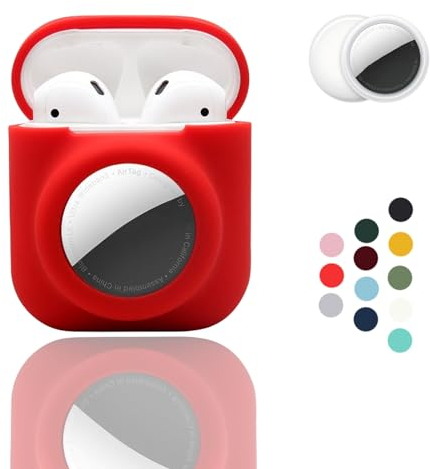 2-in-1: CAQAKA Schutzhülle für AirPods der 2. / 1. Generation und AirTag, weiche Silikon-Schutzhülle für Jungen, Mädchen, Damen, Herren, kompatibel mit AirPods der 2. / 1. Generation