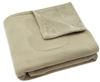 Jollein 517-522-67087 Kinderdecke Strickdecke mit Fleece - Miffy Olive (100x150 cm)